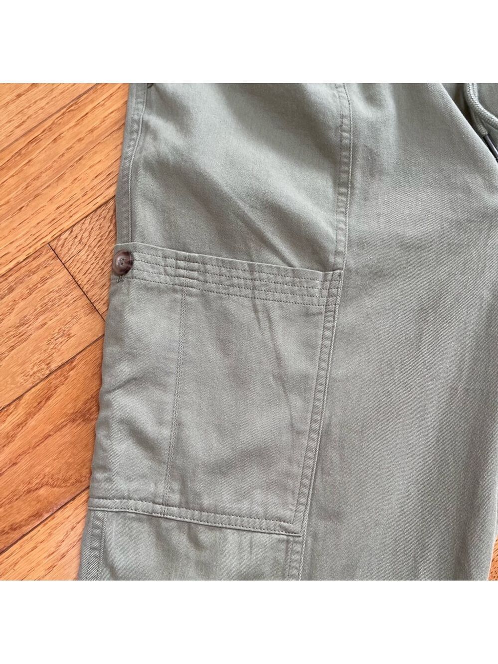 7 For All Mankind baggy cargo pants olive green khaki cotton drawstring Sz M - Picture 4 of 10